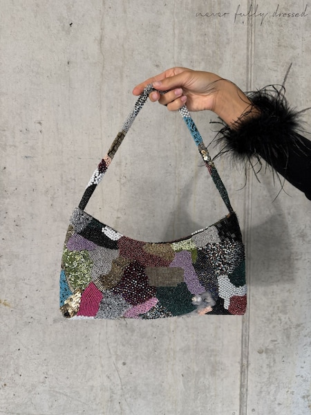 Brown - Never Fully Dressed Casablanca Spliced Beaded Bag