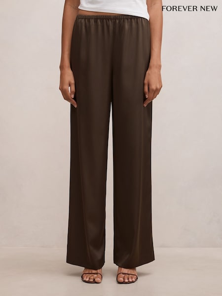 Green - Forever New Sara Satin Wide Leg Pants