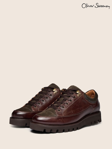 Brown - Regular Oliver Sweeney Hand Finished Calf Leather Hybrid Trainers