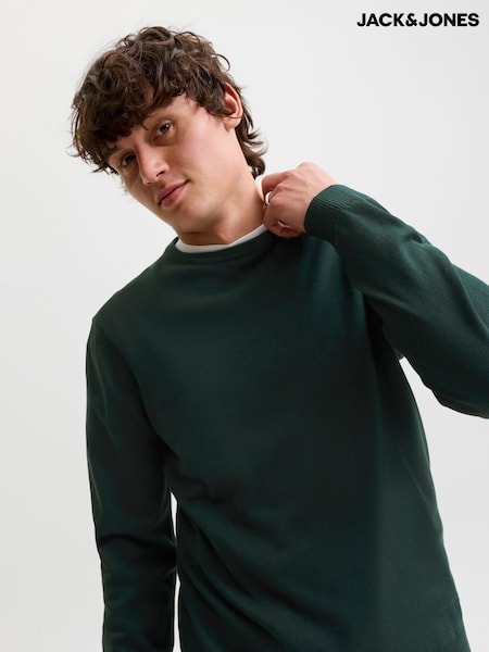 Green - Regular Jack & Jones Crew Neck Knitted Jumper
