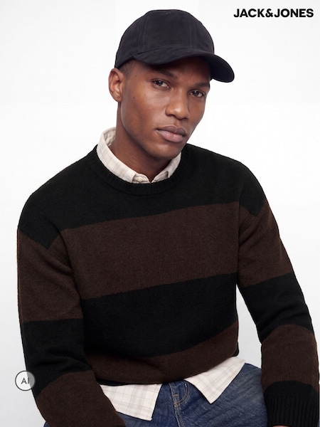 Black - Regular Jack & Jones Fluffy Crew Neck Knitted Jumper