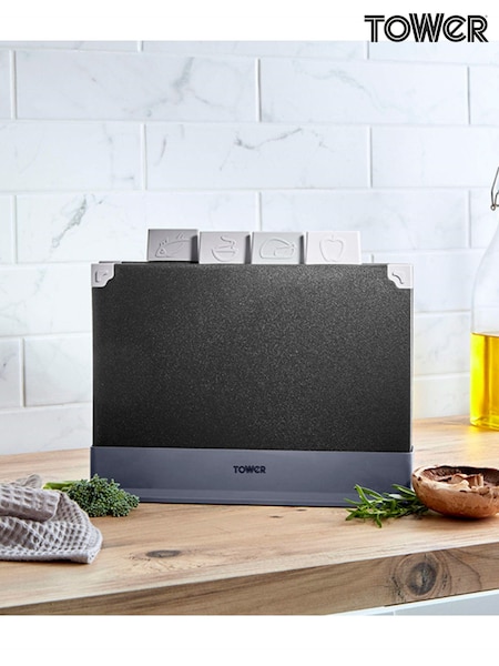Tower 4 Piece Chopping Board Set With Stand