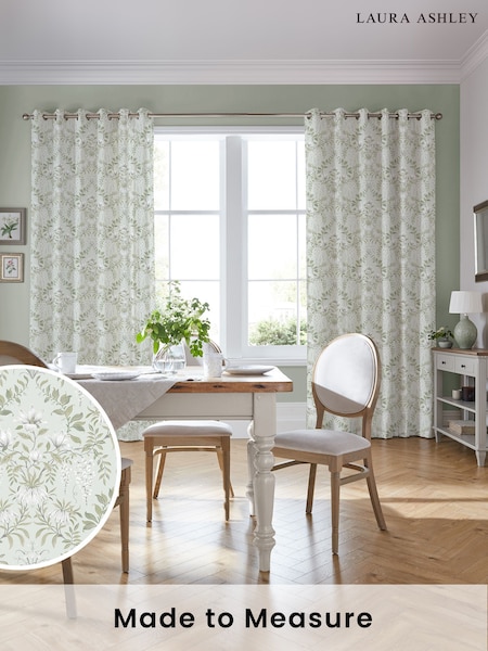 Laura Ashley Sage Green Parterre Made to Measure Curtains (230070) | £91