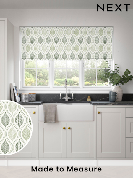 Green Lino Leaf Made to Measure Roller Blind (230975) | £57