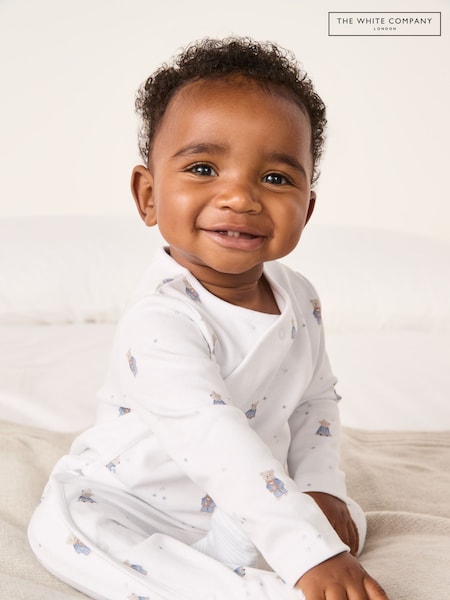 White - The White Company Bedtime Friends Wrap Sleepsuit