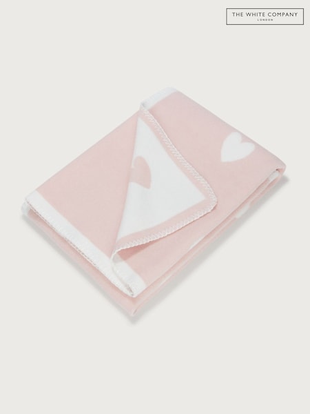 Pink - The White Company Brushed Heart Blanket