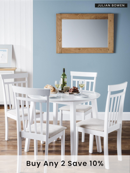 Julian Bowen White Coast Dining Table and 4 Chairs Set (231202) | £325