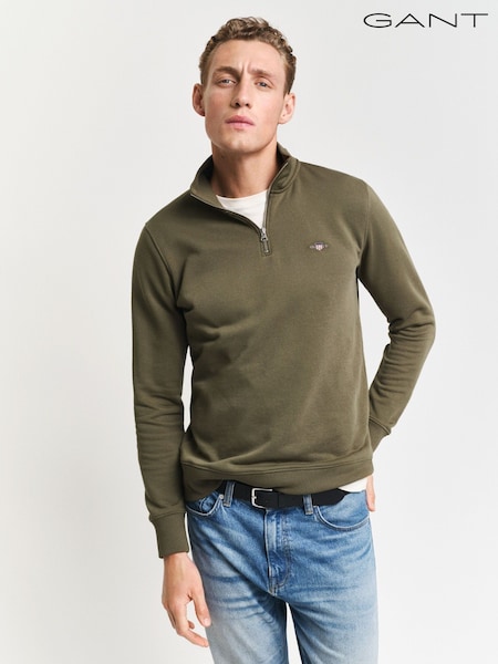 GANT Green Shield Quarter Zip Sweatshirt (231443) | £100