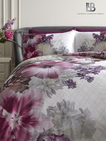Laurence Llewelyn-Bowen Pink Lady Large Mayfair Floral 100% Cotton Duvet Cover and Pillowcase Set (231471) | £45 - £60