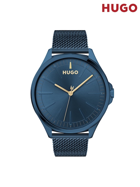 Blue - Regular Hugo Ip Mesh Bracelet Watch