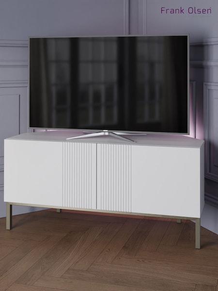 Frank Olsen White Iona 2 Door Corner TV Unit with Smart Features (231668) | £390
