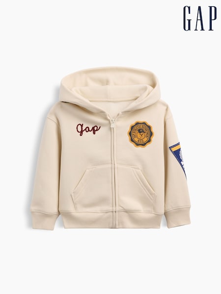 Cream - Gap Vintage Soft Varsity Logo Zip-up Hoodie (6mths-5yrs)