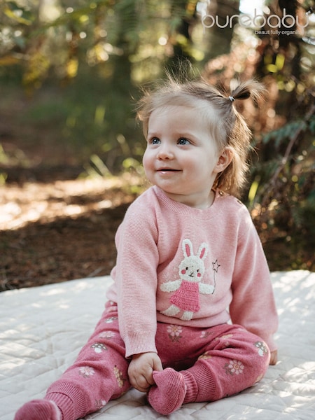 Pink - Purebaby Magical Forest Toadstool Knit Leggings