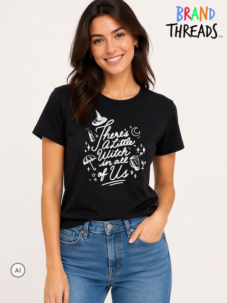 Black - Brand Threads Prractical Magic T-shirt