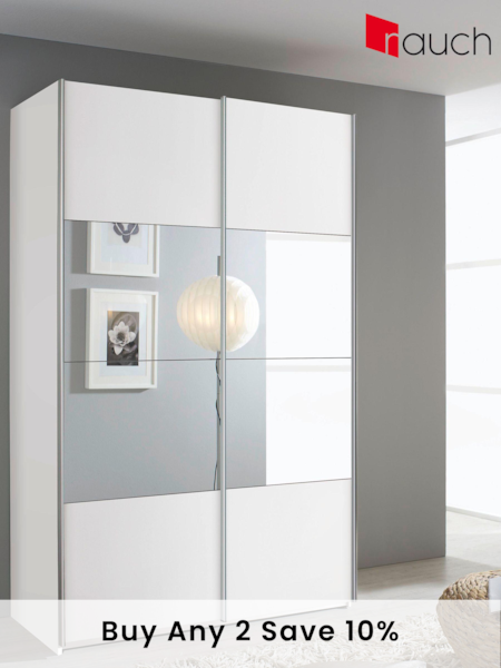 Rauch Grey Cameron Wood and Centre Mirror Semi 1.3m Sliding Fitted Wardrobe (232491) | £620