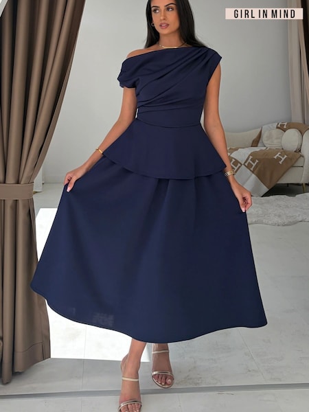 Blue - Girl In Mind Connie Peplum Midi Dress
