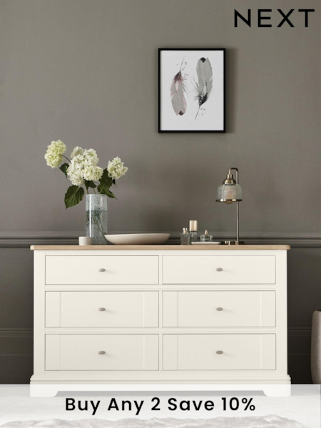 Chalk White Hampton Painted Oak Collection 6 Drawer Chest Of Drawers (232804) | £950