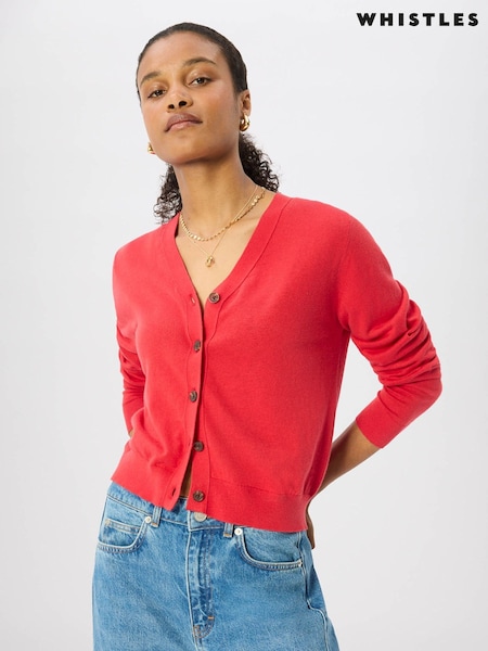 Red - Whistles V-neck Linen Cardigan