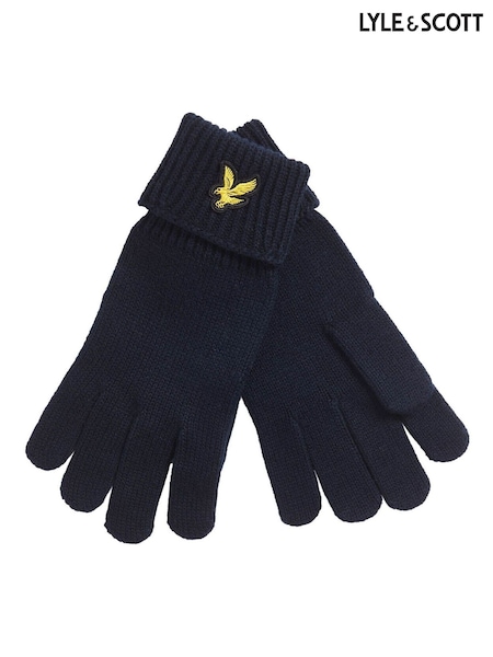 Blue - Regular Lyle & Scott Cotton Merino Gloves