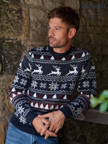 Blue - Regular Saltwell Fairisle Reindeer Christmas Jumper