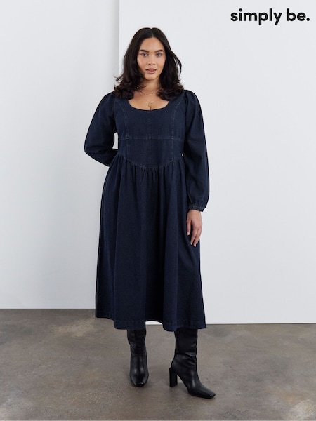 Blue - Simply Be Denim Midaxi Picnic Dress