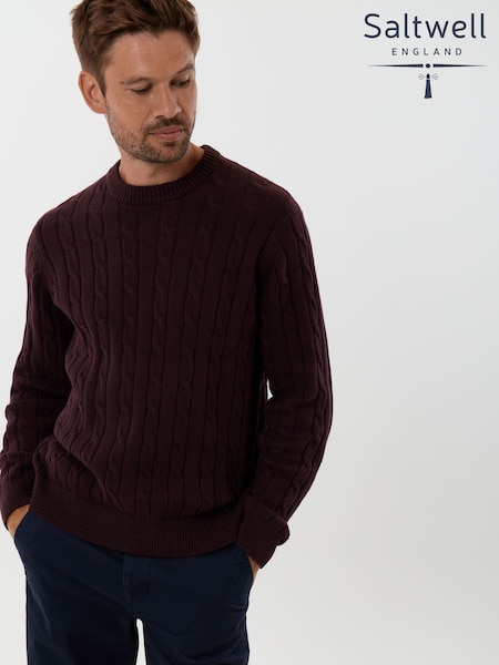 Red - Regular Saltwell Cable Knit Crew Neck Jumper