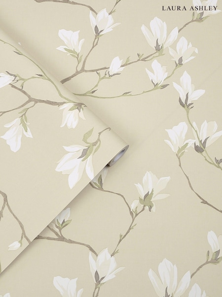 Laura Ashley Natural Magnolia Grove 10M Wallpaper (233741) | £46