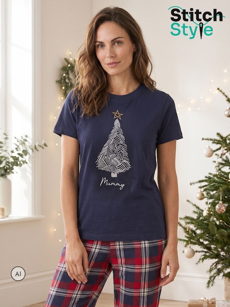 Blue - Christmas Tree Pyjamas By Stitch Style