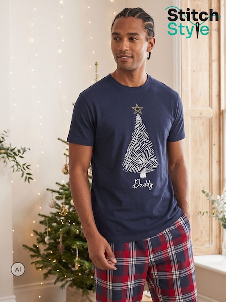 Blue - Regular Christmas Tree Pyjamas By Stitch Style