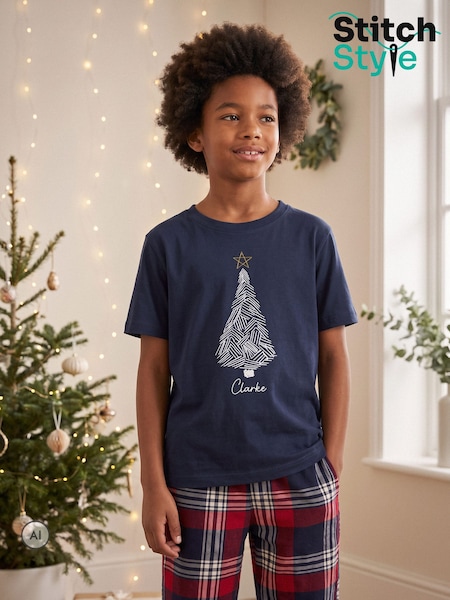 Blue - Kids Christmas Tree Pyjamas By Stitch Style