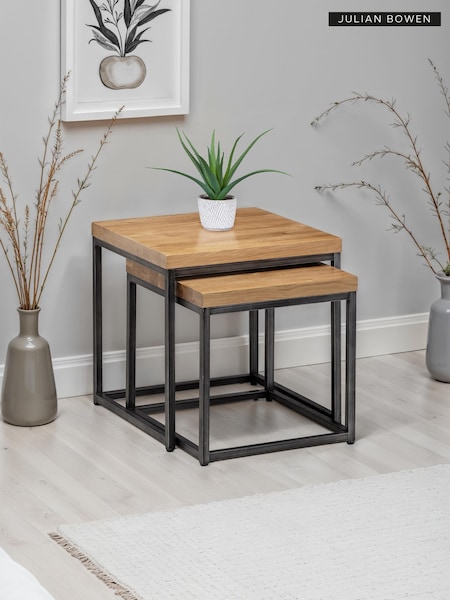 Julian Bowen Oak Brooklyn Nesting Lamp Tables (234620) | £225