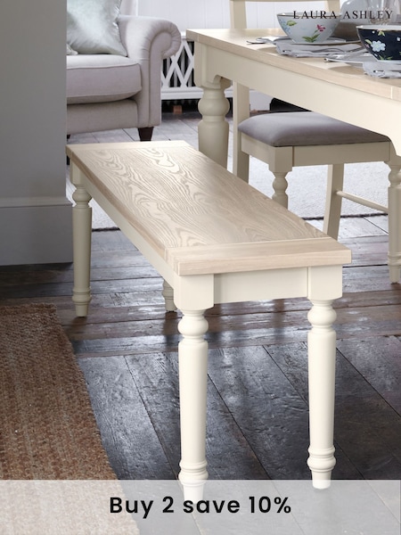 Laura Ashley White Dorset Dining Bench (234706) | £475