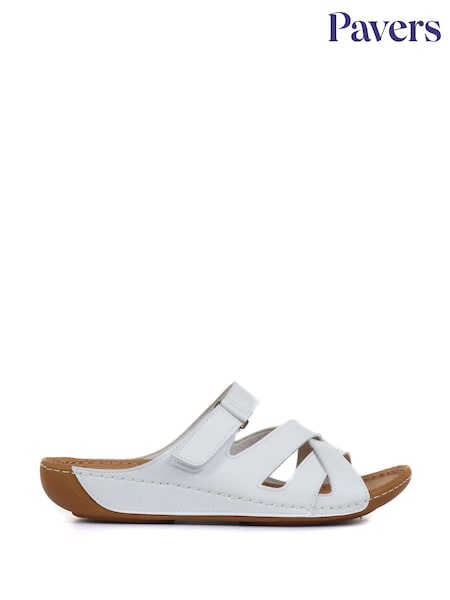 Pavers White Ladies Touch Fasten Mules (234909) | £30