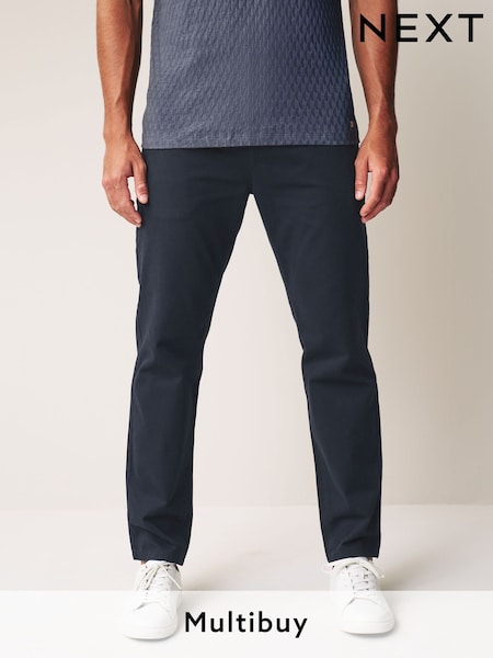 Navy Blue Straight Fit 100% Cotton Chino Trousers (235295) | £18