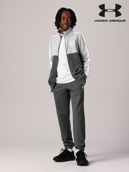 Under Armour Grey Youth Colourblock Knit Tracksuit (235326) | £55