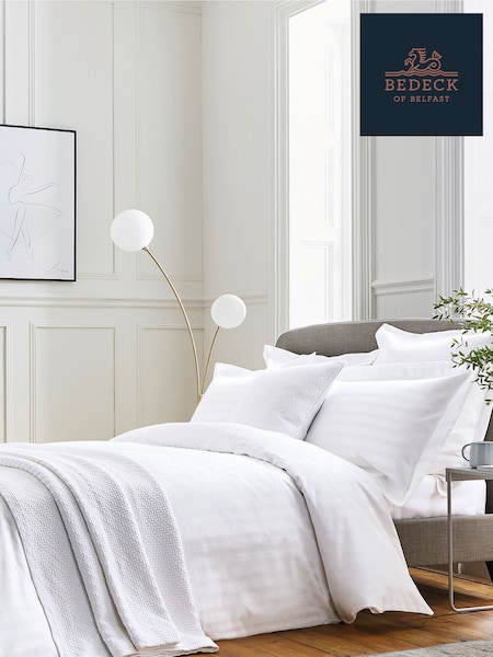 Bedeck Of Belfast White 1000 Thread Count Cotton Sateen Adan Duvet Cover (235446) | £175 - £215