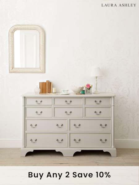 Laura Ashley Dove Grey Clifton 6+4 Drawer Chest (235624) | £1,225