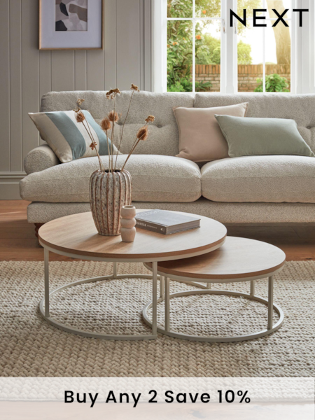 Cream Malvern Oak Effect Nest of 2 Coffee Table (235635) | £250