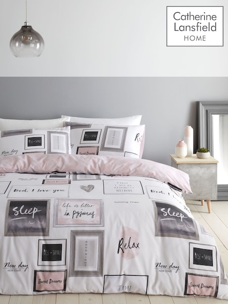 Catherine Lansfield Blush Pink Sleep Dreams Duvet Cover And Pillowcase Set (235874) | £17 - £28