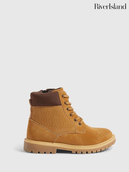 Brown - River Island Lace Up Work Boots