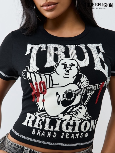Black - True Religion Crystal Buddha Anniversary T-shirt