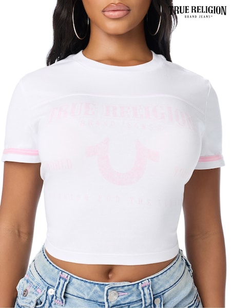 White - True Religion Crystal Horseshoe Baby T-shirt