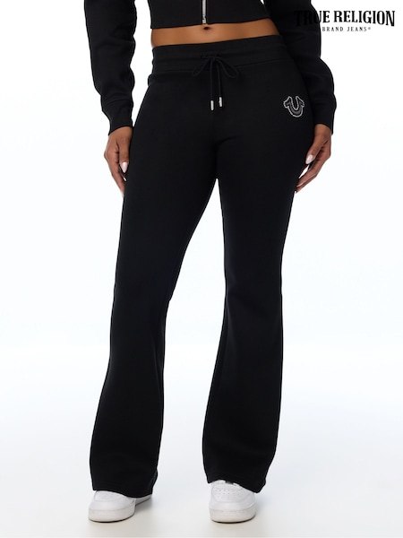 Black - True Religion Studded Mid Rise Flare Joggers