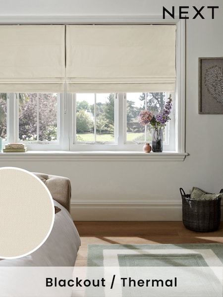 Natural Light Ready Made Blackout Cotton Roman Blinds (236958) | £40 - £95