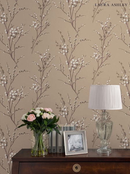 Laura Ashley Natural Pussy Willow 10M Wallpaper (237773) | £46