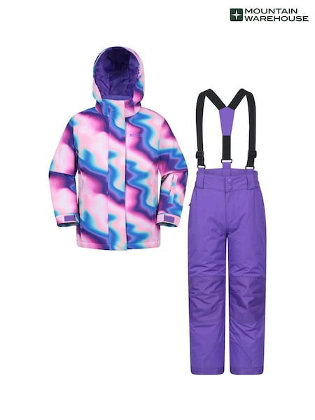 Purple - Mountain Warehouse Kids Printed Ski Jacket & Trousers Set