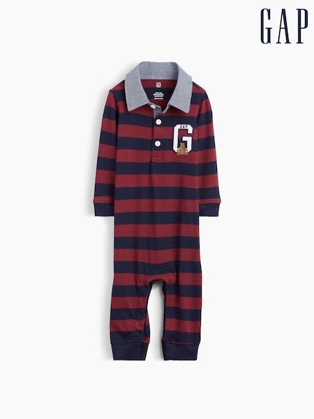 Red & Navy Stripe - Gap Rugby One-piece (0-24mths)