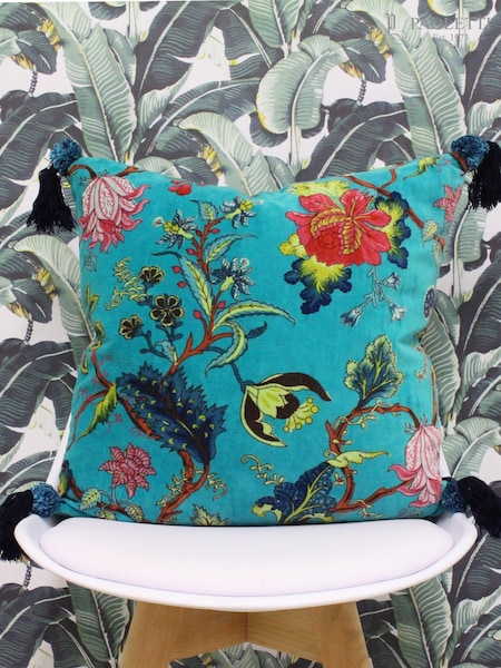Riva Paoletti Kingfisher Blue Tree Of Life Floral Polyester Filled Cushion (238617) | £28