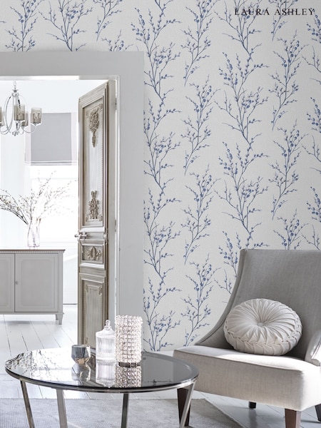 Laura Ashley Midnight Pussy Willow 10M Wallpaper (240060) | £46