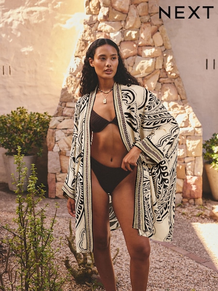 Multi Paisley Print - Long Line Kimono